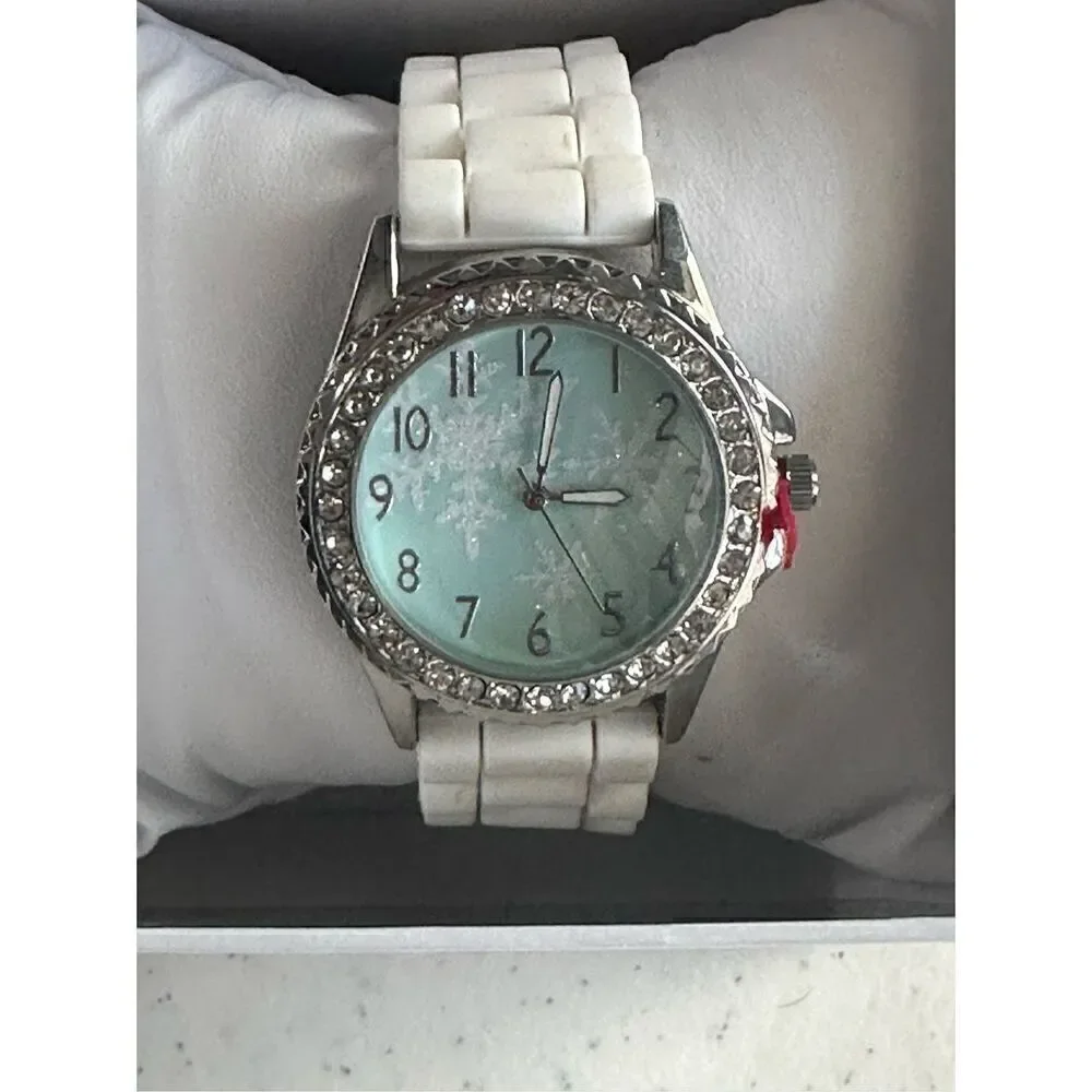 MIXIT Crystal Bezel Silver Tone Watch Pristine Silicone Straps